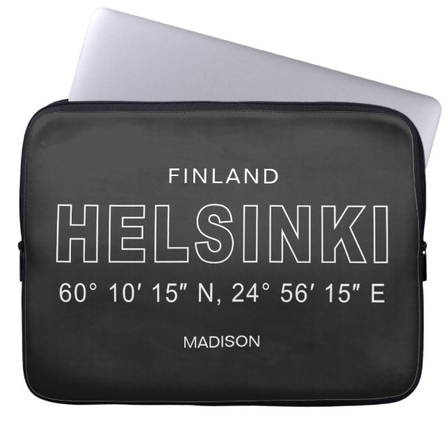 Custom Name Helsinki Coordinates Laptopschutzhülle (Vorderseite)