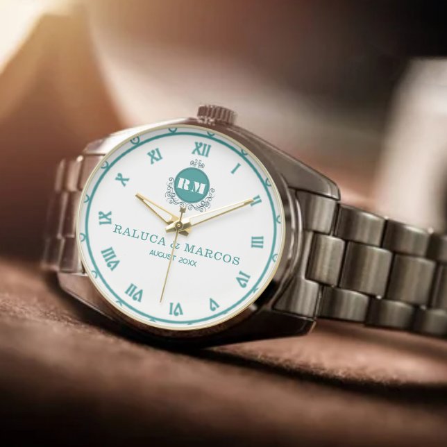 Custom Name & Initials Vintage Style Couple’s  Armbanduhr (Von Creator hochgeladen)