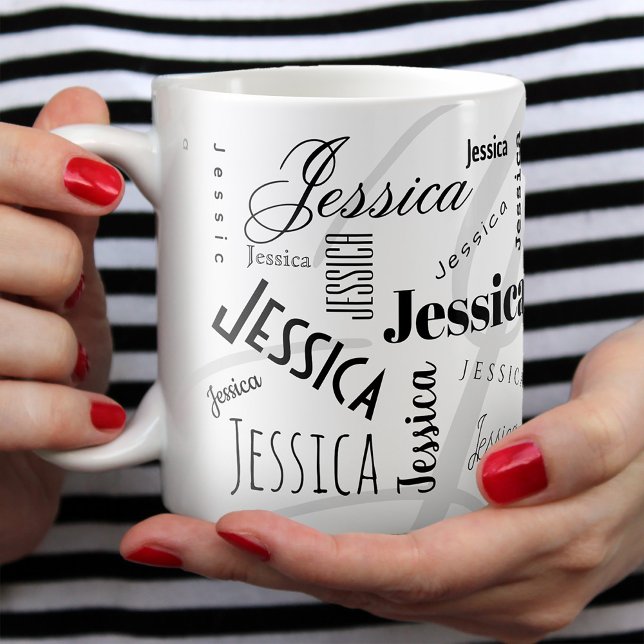 Custom Name Jessica Black White Coffee Mug Kaffeetasse (Von Creator hochgeladen)