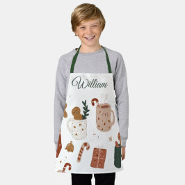 Custom Name Kids Apron Gingerbread & Holiday Cheer Schürze