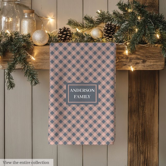 Custom Name Kitchen Towel Pastel Plaid Accent Geschirrtuch (Custom Name Kitchen Towel Pastel Plaid Accent)