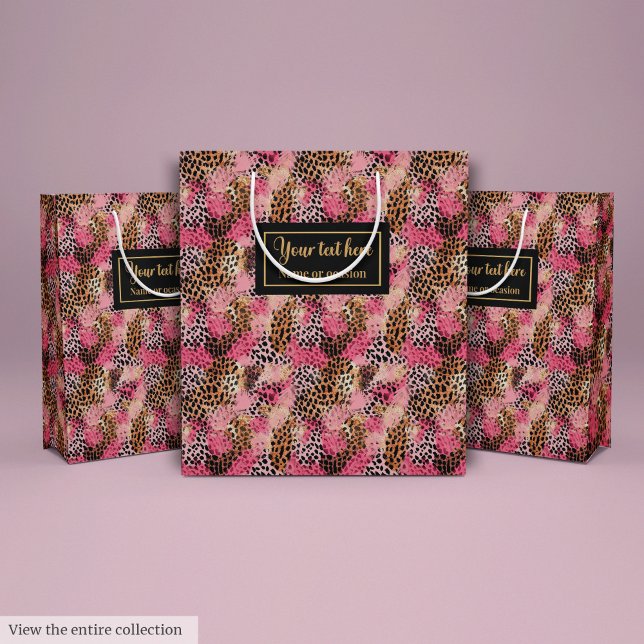 Custom name leopard skin watercolor gift pack mittlere geschenktüte (Custom name leopard skin watercolor gift pack Medium Gift Bag)