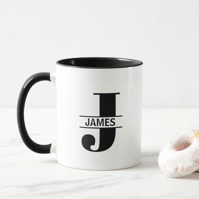 Custom Name Letter 'J' Mug Tasse (Mit Donut)