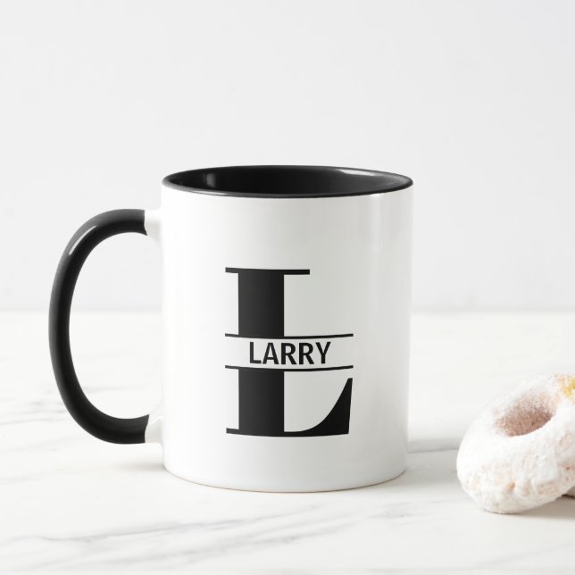 Custom Name Letter 'L' Mug Tasse (Mit Donut)