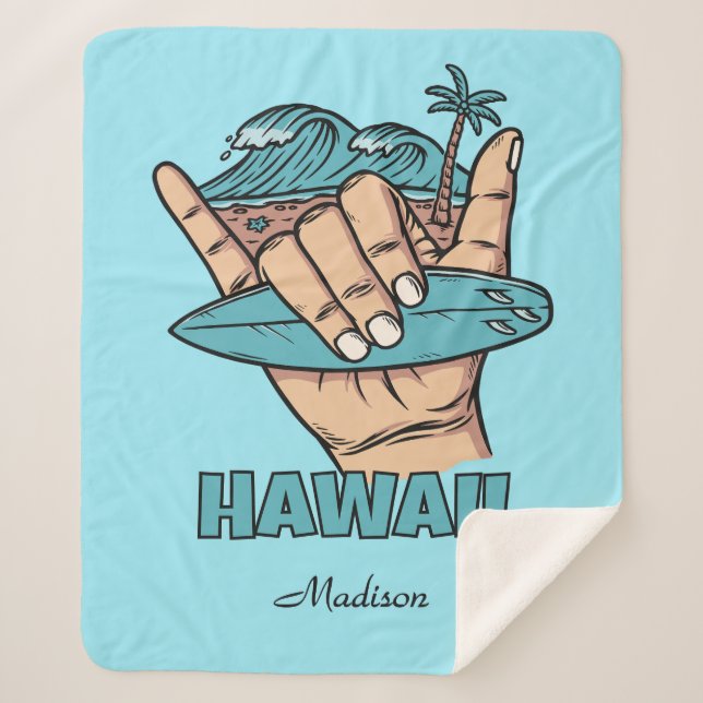 Custom Name & Location Surf Shaka Sherpadecke (Vorderseite)