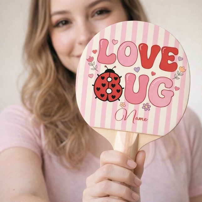 Custom Name Love Bug Valentine's Day Ladybug Pink Tischtennis Schläger (Von Creator hochgeladen)