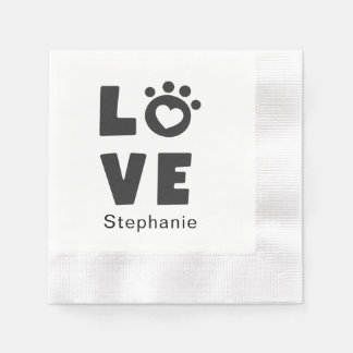 Custom Name Love Stylish Personalized Paper Napkin Serviette