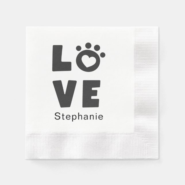 Custom Name Love Stylish Personalized Paper Napkin Serviette (Vorderseite)