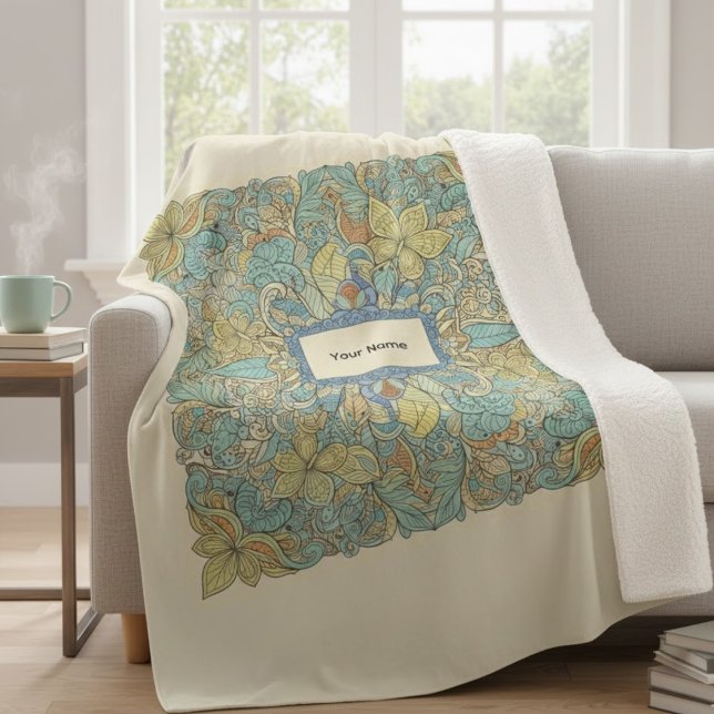 Custom Name Luxury Zentangle Sherpa Blanket Sherpadecke (Von Creator hochgeladen)