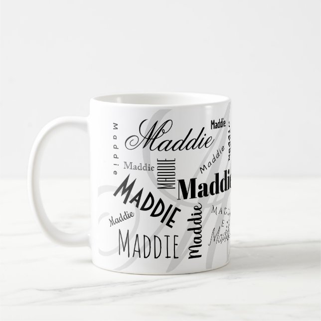 Custom Name Maddie Black White Coffee Mug Kaffeetasse (Links)