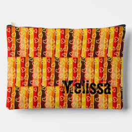 Custom Name Melissa Retro Stripes and Hearts  Zubehörtasche
