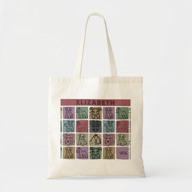 Custom Name Miniature Schnauzer Retro Art Gift Tragetasche (Vorne)