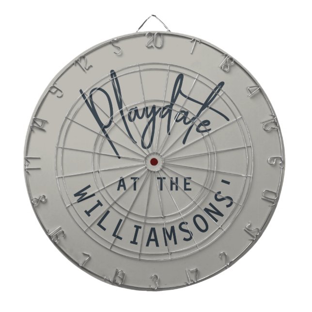 Custom Name Minimalist Gray Navy Blue Playdate  Dartscheibe (vorne)