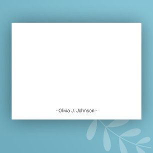 Custom Name Minimalist White Flat Note Card Mitteilungskarte