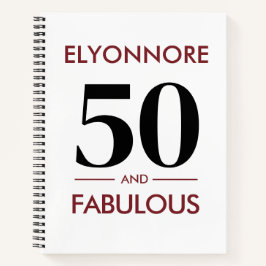 Custom Name Modern 50 And Fabulous Cherry Wine  Notizbuch