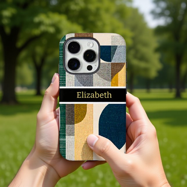 Custom Name Modern Abstract Geometric Marble Case-Mate iPhone Hülle (Von Creator hochgeladen)