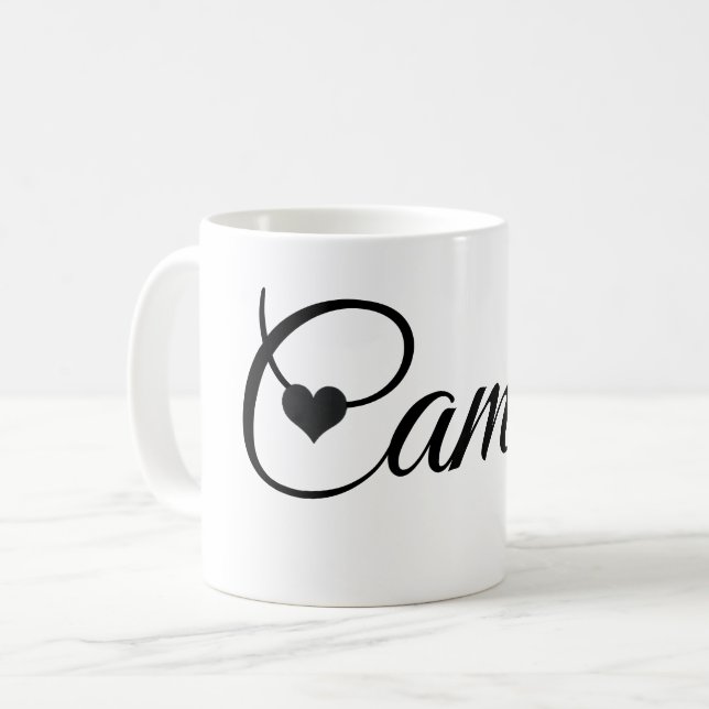 Custom Name Mug Minimalist Script Font with Heart  Kaffeetasse (Vorderseite Links)