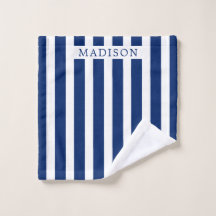 Custom Name Navy and White Striped Formal Stylish