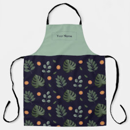 Custom Name Navy Botanical Apron Schürze