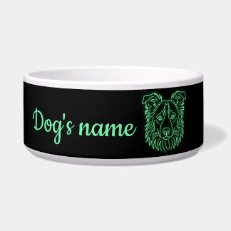 Custom Name Neon Border Collie Glow Napf