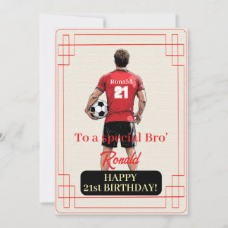 Custom Name Number and Text Birthday Soccer Man Feiertagskarte