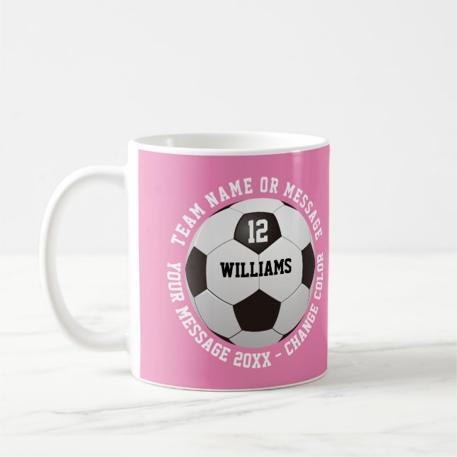 Custom Name Number Team Name Soccer Ball Kaffeetasse (Links)