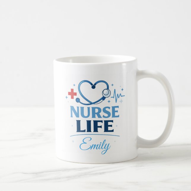 Custom Name Nurse Life Coffee Mug Gift Kaffeetasse (Rechts)