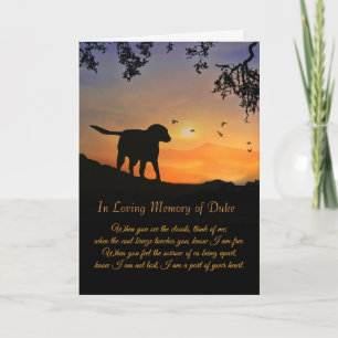 Custom Name of Dog Sympathy Card, Loss of Dog Karte