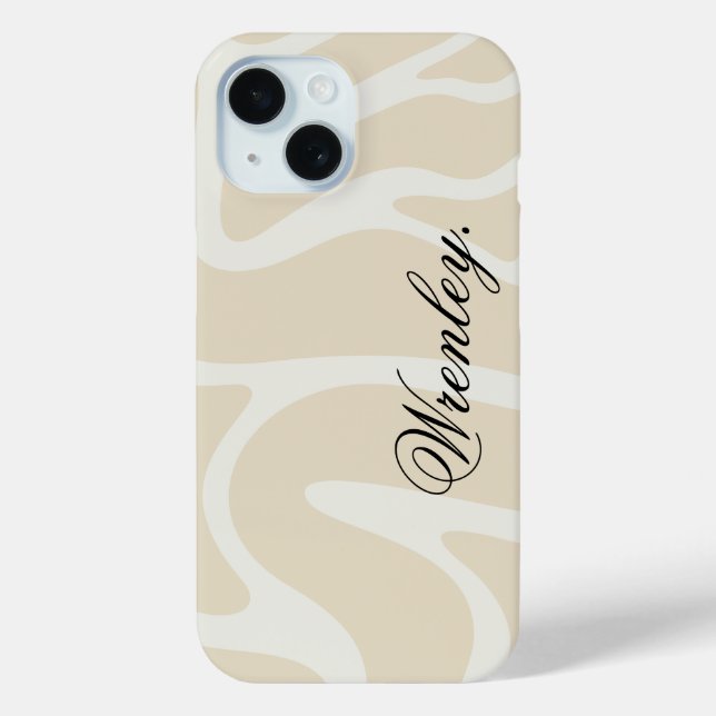 Custom Name on Beige Cream Simple Organic Pattern Case-Mate iPhone Hülle (Rückseite)
