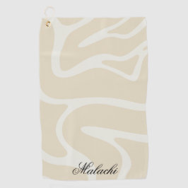 Custom Name on Modern Beige Cream Organic Pattern Golfhandtuch