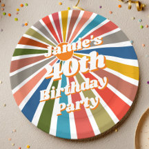  Custom Name Party Table Decor Fun Retro Rainbow