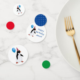 Custom Name Penguin Blue Balloon Table Confetti Konfetti
