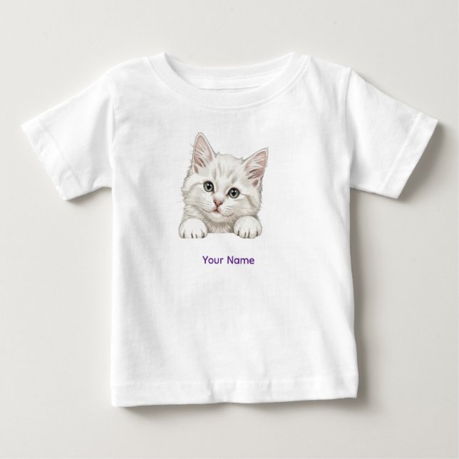 Custom Name Personalized Kitten Art Gift Baby T-shirt (Vorderseite)