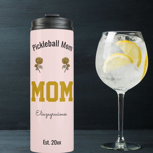 Custom Name Pickleball Mom Modern Sports Gift Pink Thermosbecher (Von Creator hochgeladen)