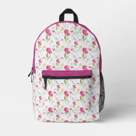 Custom Name Pink Purple Watercolor Wildflower  Bedruckter Rucksack