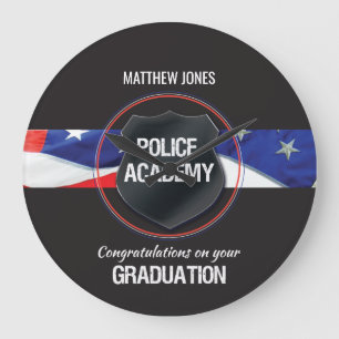 Custom Name, Police Academy Graduation Große Wanduhr