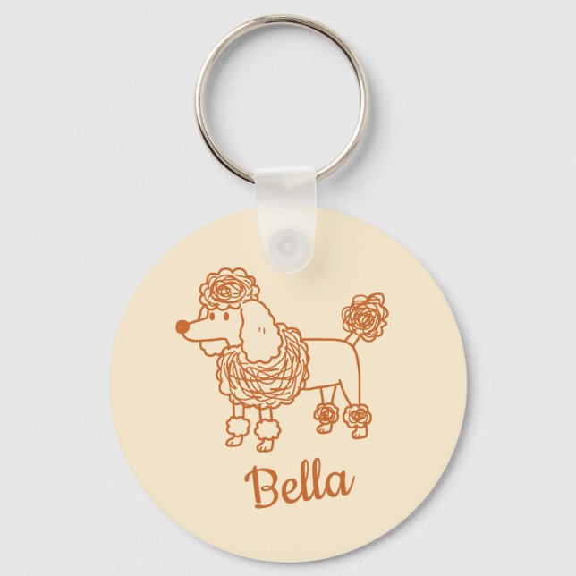 Custom Name Poodle Ornament – Handdrawn Dog Gift Schlüsselanhänger (Vorderseite)