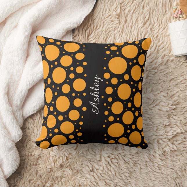 Custom Name Pumpkin Circles Throw Pillow Gift Kissen (Decke)