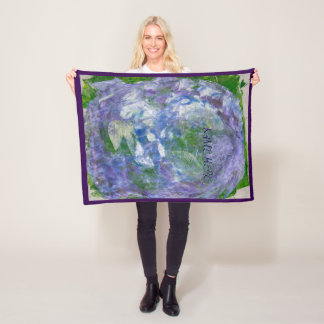Custom Name Purple Green Abstract Painted Fleecedecke