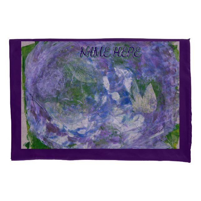 Custom Name Purple Green Abstract Painted Kissenbezug (Vorderseite)