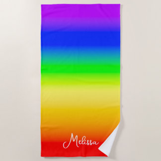 Custom Name Rainbow Pride Colorful Strandtuch