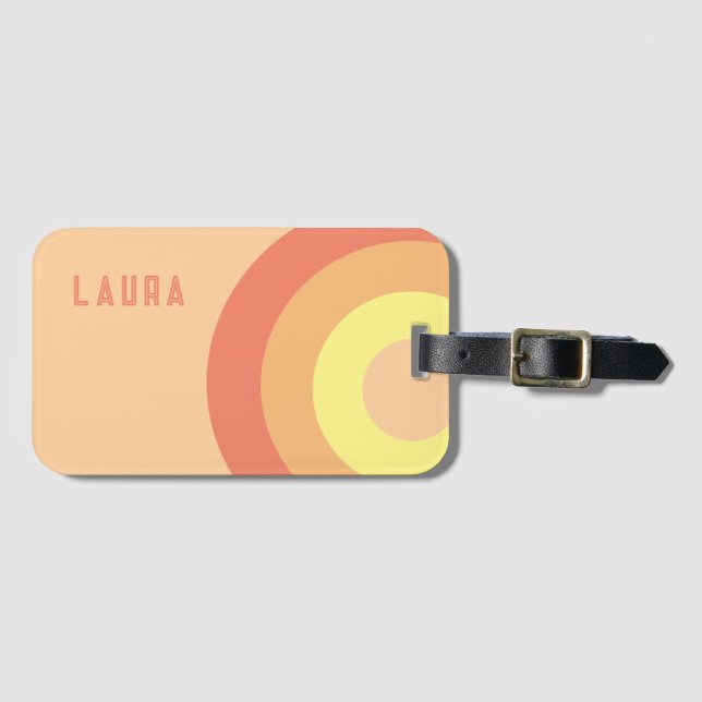 Custom name Rainbow Target – pink, Peach  Gepäckanhänger (Vorderseite (Horizontal))