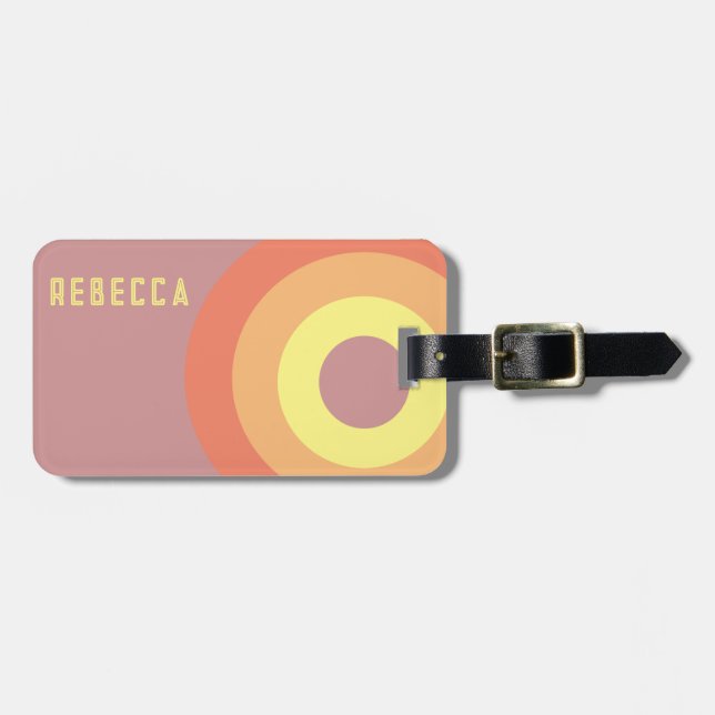 Custom name Rainbow Target – pink, Peach  Gepäckanhänger (Vorderseite horizontal)