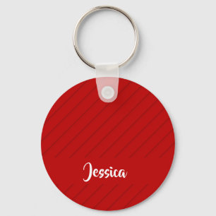 Custom name red diagonal plastic textured schlüsselanhänger