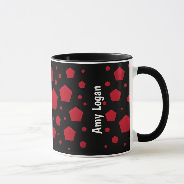 Custom Name Red Pentagon Holiday Coffee Mug Tasse (Rechts)