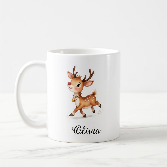 Custom Name Reindeer Coffee Mug - Personalized Kaffeetasse (Links)