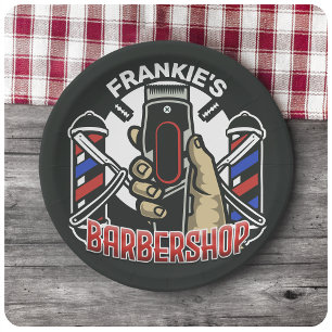 Custom NAME Retro Barber Shop Pole Barbershop Pappteller