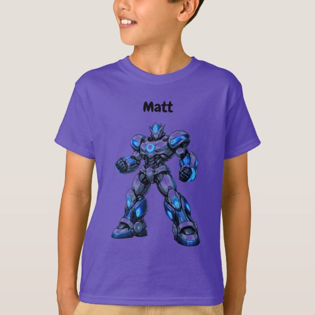 Custom Name Robot Kids Birthday T-Shirt Gift (Vorderseite)