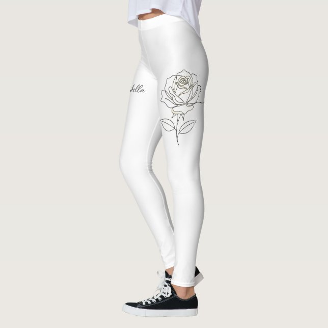 Custom Name Rose Floral Leggings - Personalized Is (Links)