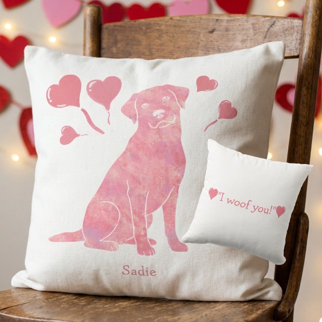 Custom Name Rose Red Labrador Retriever Valentine  Kissen (Von Creator hochgeladen)